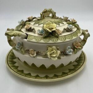 Vintage Lenwile Ardalt Artware 7004 Japan Soup Tureen, Lid, Ladle & Underplate